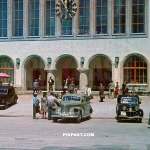 Mercedes Taxis and Limousines stand outside the Berchtesgaden  train station. 5km away from the Berghof 1939
