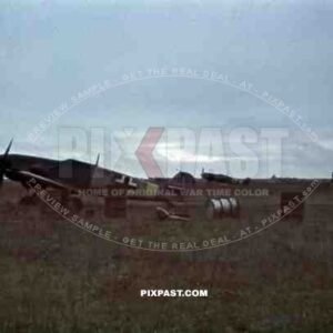 Messerschmitt Bf 109 fighter on Frontline airstrip near Dnipropetrovsk, Ukraine 1942