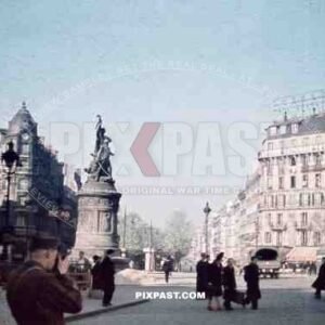 Moncey-statue at the Place de Clichy in Paris, France 1944
