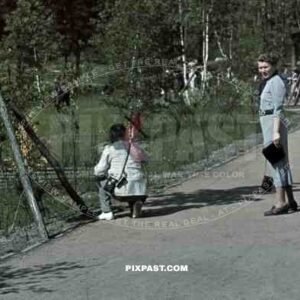Munich, Zoo, Germany, 1939, Taking wildlife photo with camera.