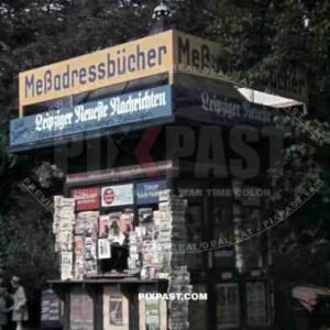 Newspaper Kiosk at the Petersstrasse in Leipzig, Germany 1940