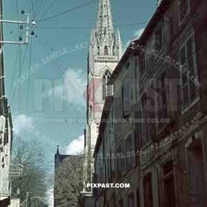 Niort France 1941, Rue Saint-André, Church tower Saint-André, 22nd Panzer Division,