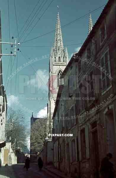 Niort France 1941, Rue Saint-André, Church tower Saint-André, 22nd Panzer Division,