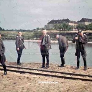 Officer Bindewald Luftwaffe officers camera laughing joking train station tracks 1941