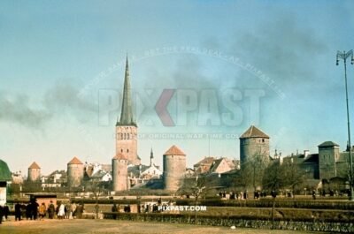 Olaikirche Church in Reval Estland. Platz der Turme. Tallinn, Estland  Estonia 1943