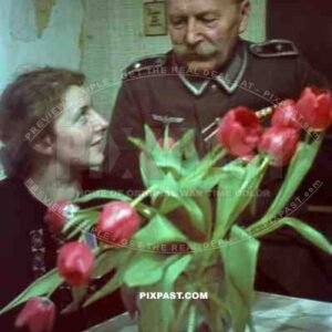 Old German soldier with Moustache visiting his granddaughter in Landshut Bavaria 1942