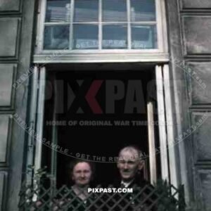 Old apartment house Vienna WIEN Austria 1941 Family Smeschkal window group photo wedding Luftwaffe officer