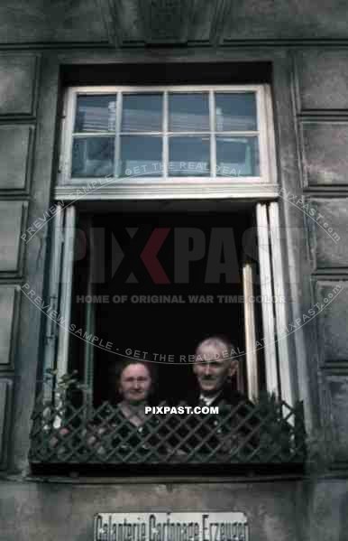 Old apartment house Vienna WIEN Austria 1941 Family Smeschkal window group photo wedding Luftwaffe officer
