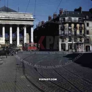 Opera House Dijon France VE Day (Victory in Europe) May 8th 1945 tram vintage old car