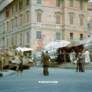Operation Achse Rome Italy 1943. German army taking over control of Italian government and army, Panzer 4. Spanish Steps