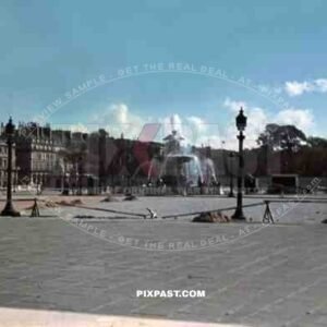 Place de la Concorde, Fountain des Fleuves, Paris France 1940