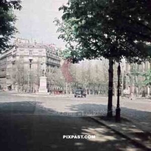 Président Wilson Ave equestrian statue at the Place d_qt_Iena in Paris, France 1944