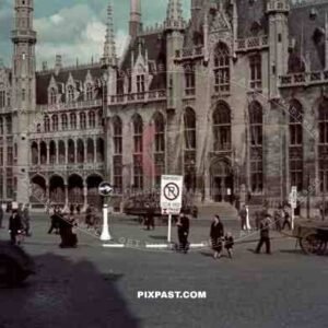 Provincial Court on Market Square of Bruges Brugge Belgium 1940.