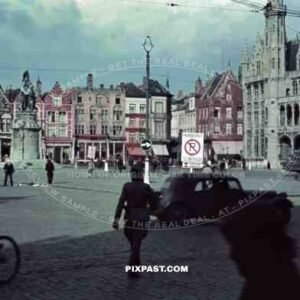 Provincial Court on Market Square of Bruges Brugge Belgium 1940.
