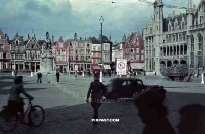Provincial Court on Market Square of Bruges Brugge Belgium 1940.