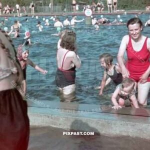 Public Swimming Pool in Halle Saale. Saxony-Anhalt. Germany Summer 1939