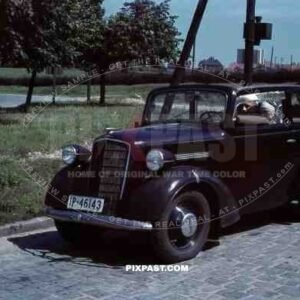 RAD soldier driving convertable OPEL from Thuringen 1940 summer old timer vintafe
