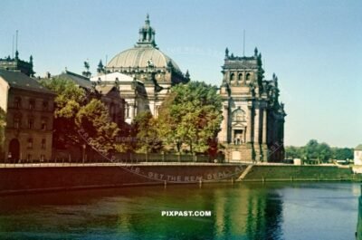 Reichstag government buildings Marschalbrucke bridge over Spress in Berlin Summer 1938