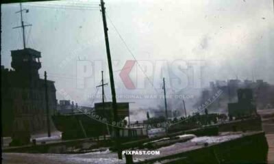 Riga, Latvia, 1944, 134th Gebirgsjäger, Harbour, german werhmacht trucks, ruins, destruction, river Daugava,