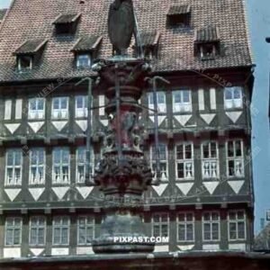 Rolandbrunnen at the market place in Hildesheim, Germany ~1939