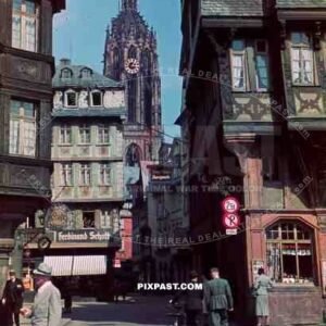 Romerplatz Frankfurt am Main Germany. View of Kaiserdom. 1938