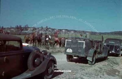 Russia summer 1941, German staff car Mercedes, Inspecting infantry and cavalry, 207th Infantry Division (Wehrmacht)