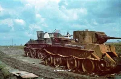 Russian BT-7 Panzer Tank, 343, Village Verba near dubno Ukraine, 67th or 68th tank regiment, part of 4 t352 destroyed
