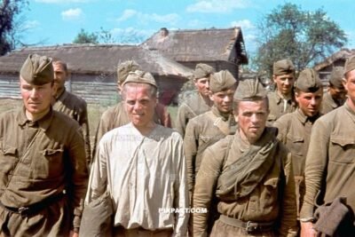 Russian Soviet Pow Prisoner of War captured near Bend on Don. Russia summer 1941. 3RD Panzer Division.