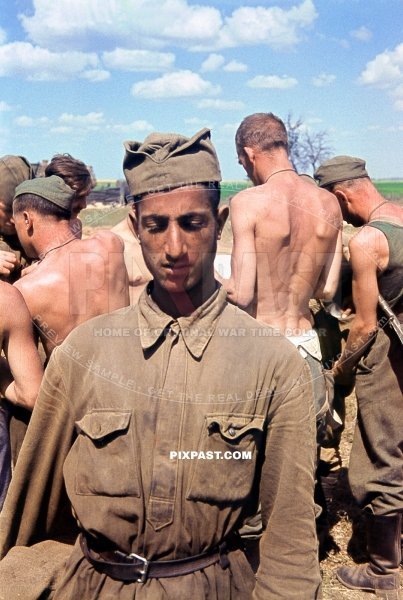 Russian Soviet Pow Prisoner of War captured near Bend on Don. Russia summer 1941. 3RD Panzer Division.