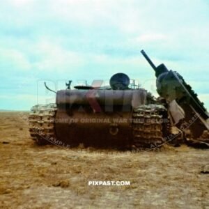 Russian heavy tank KV1 Kliment Voroshilov blown up my Stuka attack. Russian front 1942