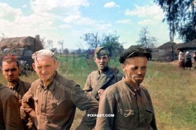 Russian military POW prisoners soldiers captured near Rostov on Don Russia July 1942. 3rd Panzer Division