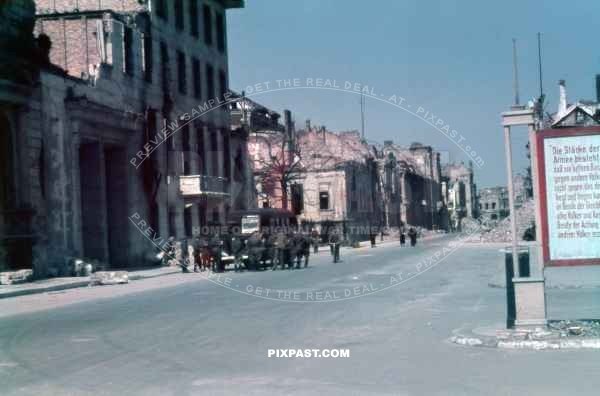 Russian soldiers touring destroyed German Chancellery Berlin 1946