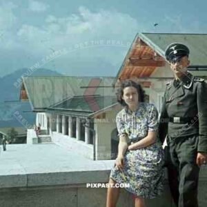SS Stug panzer officer, Hotel Platterhof, Berchtesgaden, 1943, behind, guesthouse Hoher Goll, postwar, General Walker Hotel,