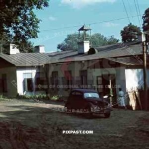 SS staff car parked outside German Wehrmacht soldiers hospital Russian front 1942
