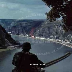 Sankt Goarshausen, Rheinland-Pfalz, Germany, 1941, Motor Bike Messenger Kradmelder, 22nd Panzer Division.