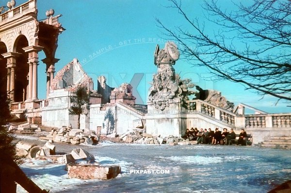 Schloss Schonbrunn in Vienna Austria February 1945 Gloriette Bombed by USAAF and the RAF 19 Feb. 1945