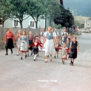 School group of little girls with their teachers go on trip outside of Klagenfurt am Worthersee Austria 1939