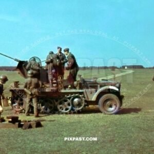 Sd.Kfz. 10/5 self-propelled anti aircraft gun with 20mm FlaK-38 in firing position. France Julye 1940