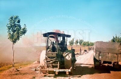 Steam Roller Tractor building roads with RAD unit in Poland 1939