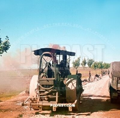 Steam Roller Tractor building roads with RAD unit in Poland 1939