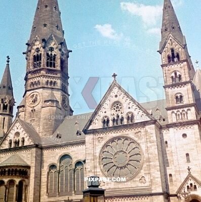 Strassenbahn Tram passing Kaiser Wilhelm Gedachtniskirche Memorial Church June 1939 Germany Berlin