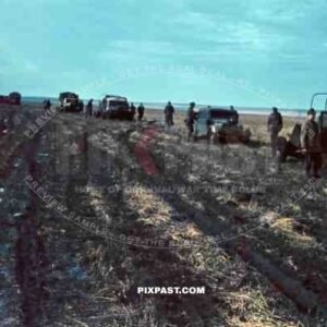 Supply convoy with captured British Morris CS8 Light trucks. 97. Jager-Division 1942 Rostow Russia