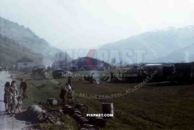 Surrendering 13th SS corps, Airfield near Bruck an der Grossglocknerstrasse Austria 1945, 101st Cavalry Regiment.