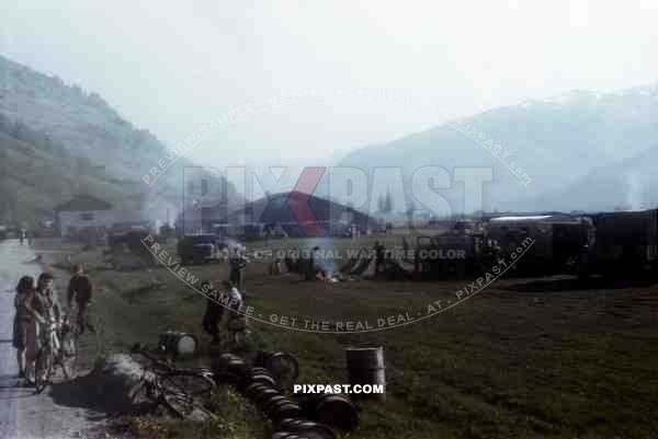 Surrendering 13th SS corps, Airfield near Bruck an der Grossglocknerstrasse Austria 1945, 101st Cavalry Regiment.