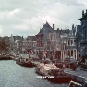 Teylers Museum on Street Spaarne. River Binnen Spaarne. Haarlem, North Holland 1940