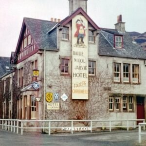 The Bailie Nicol Jarvie Hotel, Aberfoyle, Scotland. Photographed by an American army officer in his stay 1944.