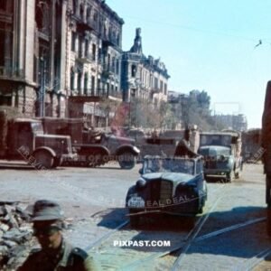 The German 17th Army entering Rostov-on-Don. Budyonnovsky Avenue 1942