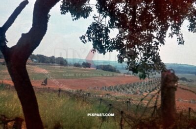 The German French Westwall Dragons Teeth concrete bunker fortification anti tank. France 1940