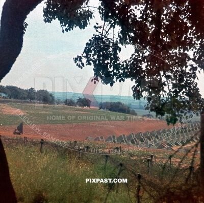 The German French Westwall Dragons Teeth concrete bunker fortification anti tank. France 1940
