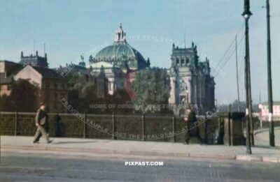 The Marschallbrucke Bridge near the Berlin Reichstag 1940. The Spree River.
